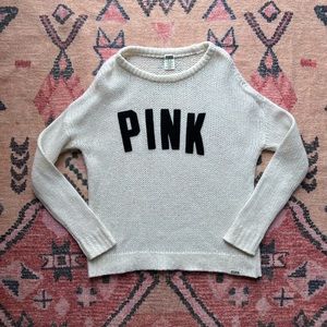 PINK Victoria Secret knitted logo sweater ⭐️ Size M ⭐️ One of a kind